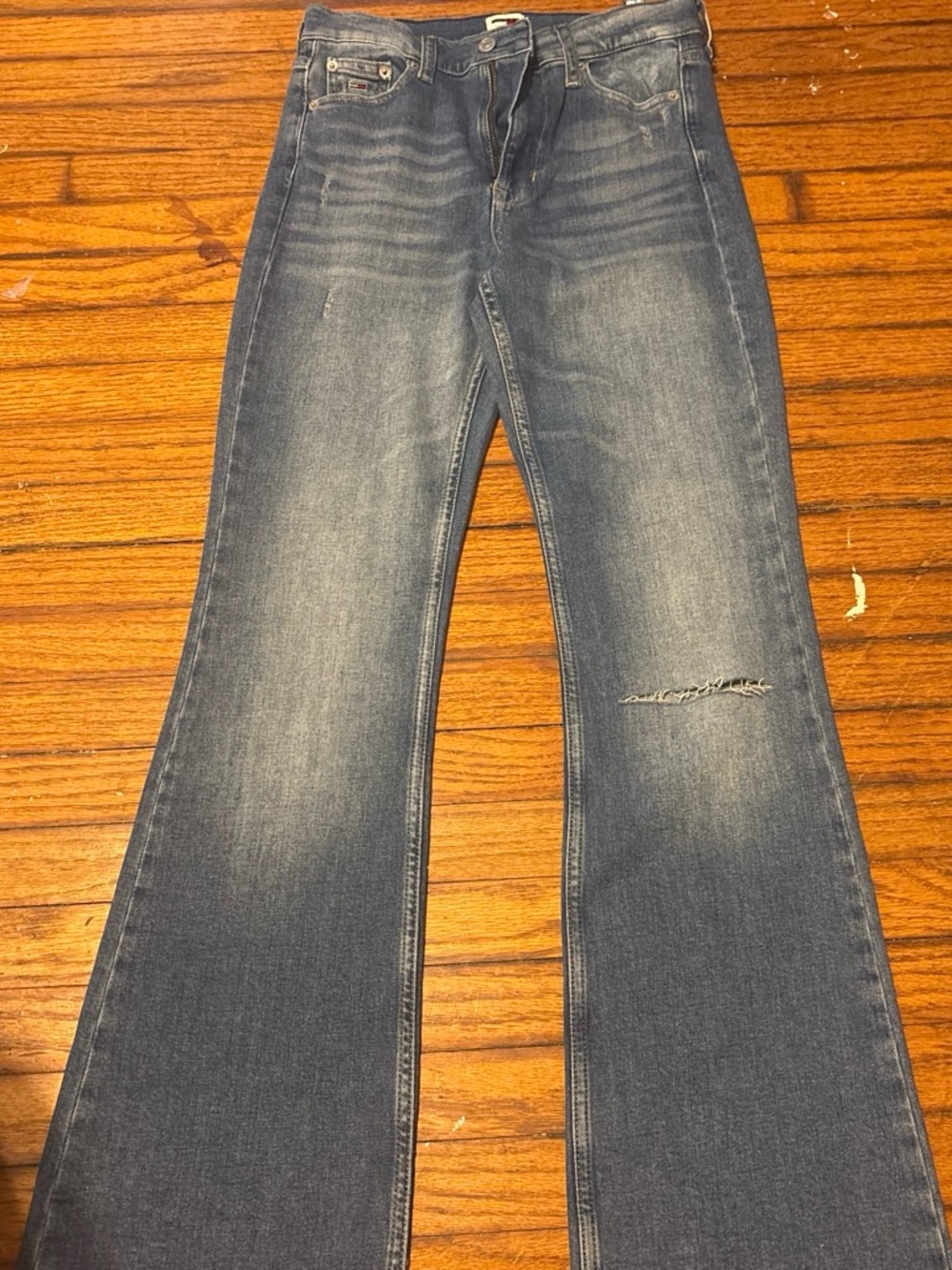 Tommy Hilfiger Dark Blue Flared Jeans with Knee Distress